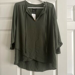 Karen Kane Olive Green Layered V-Neck Tunic